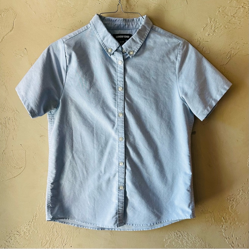 Girls Lands' End Blue Casual Button Down Shirt